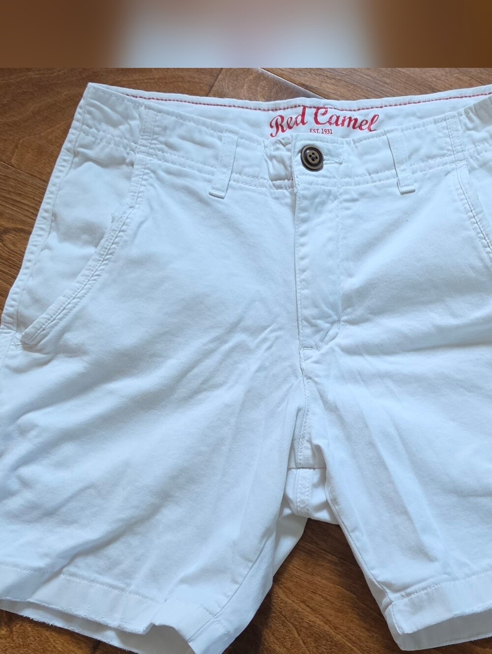 Red Camel Men's White Cotton Flat-Front Shorts 29
